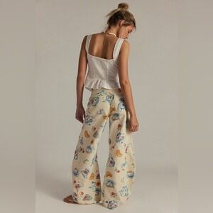 We The Free Eden Printed High Slouchy Flare Jeans Tea Cups Playful Brunch 27 NWT